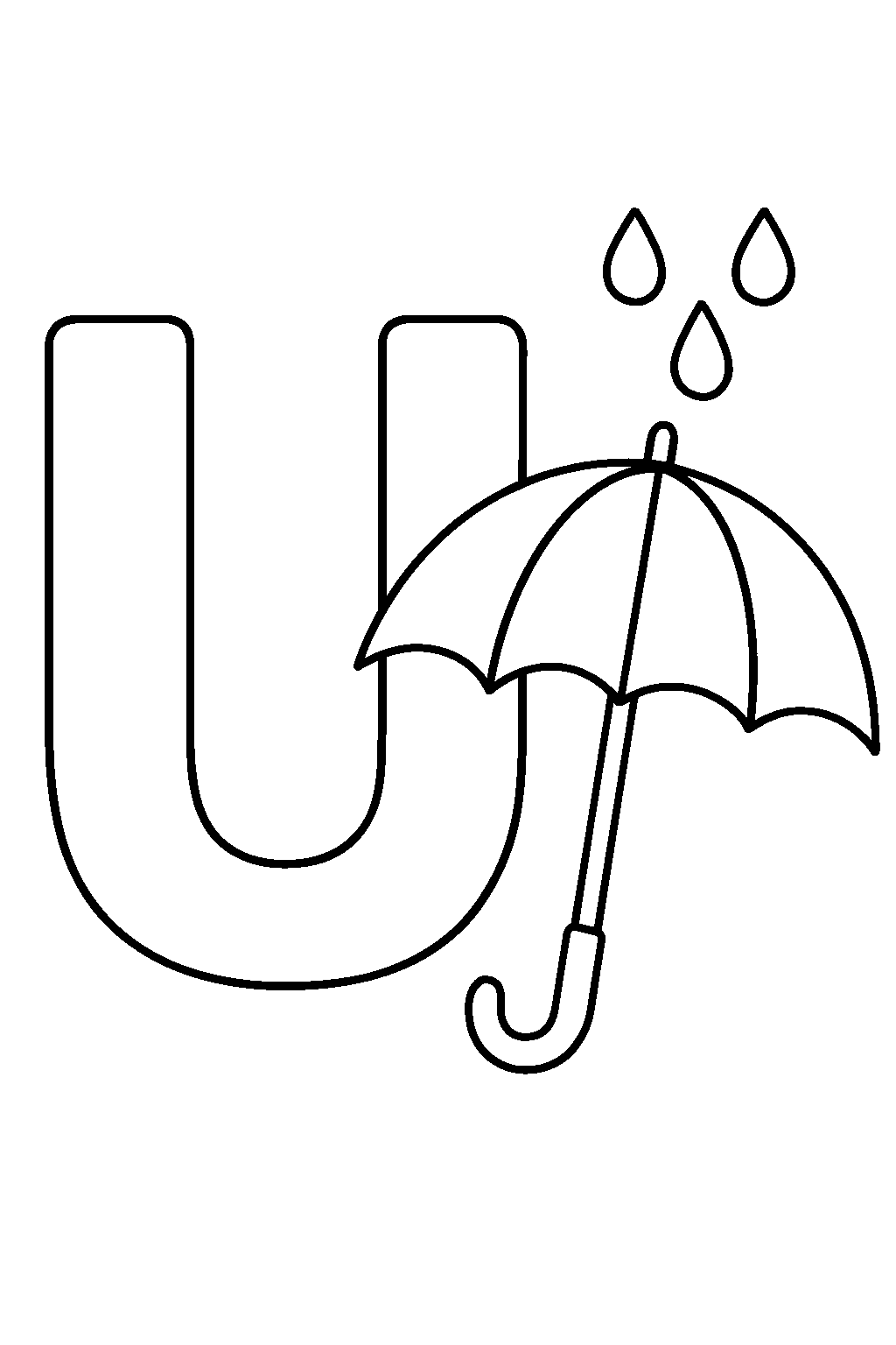 Letter U is for Umbrella — Free printable coloring page