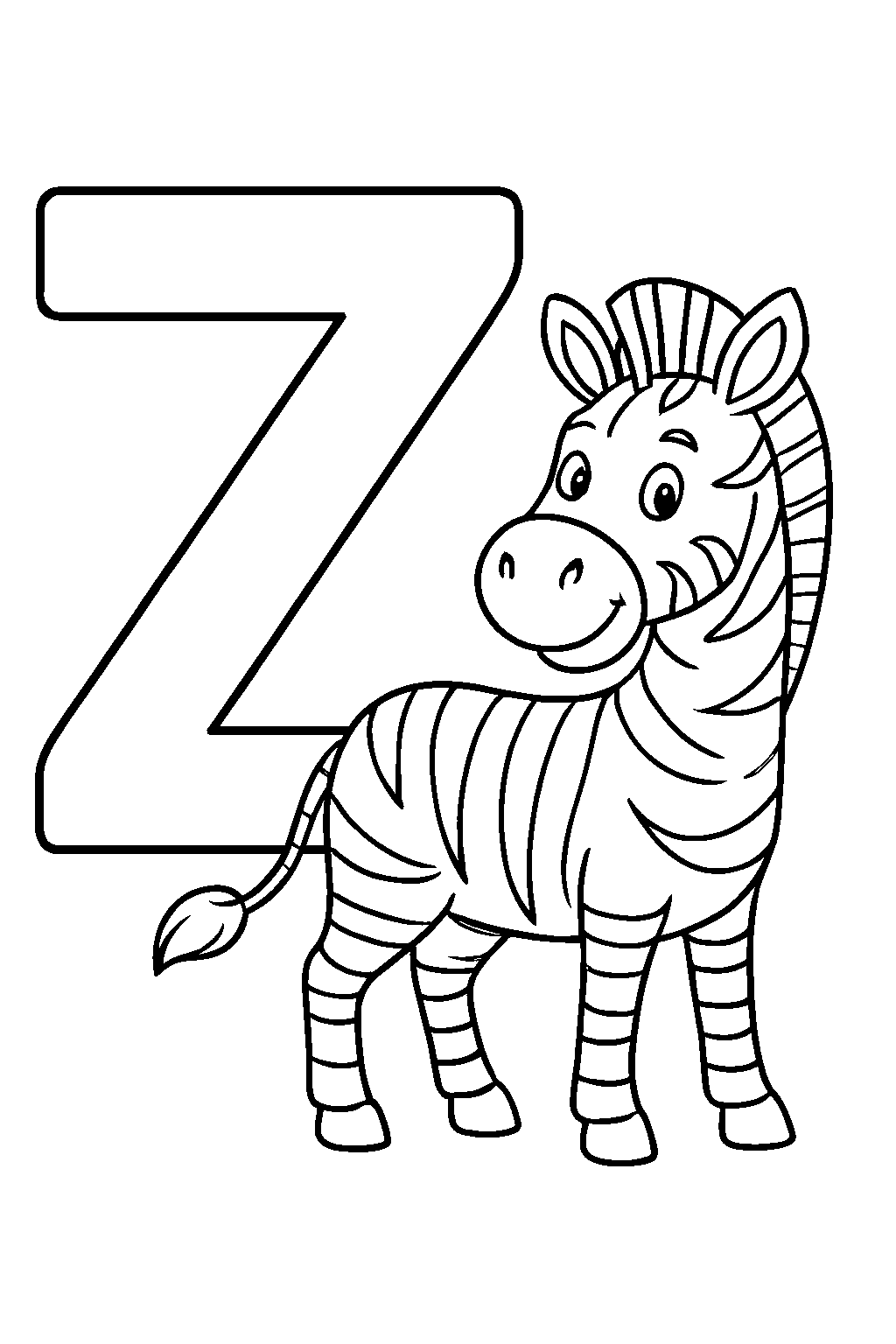 Letter Z is for Zebra — Free printable coloring page