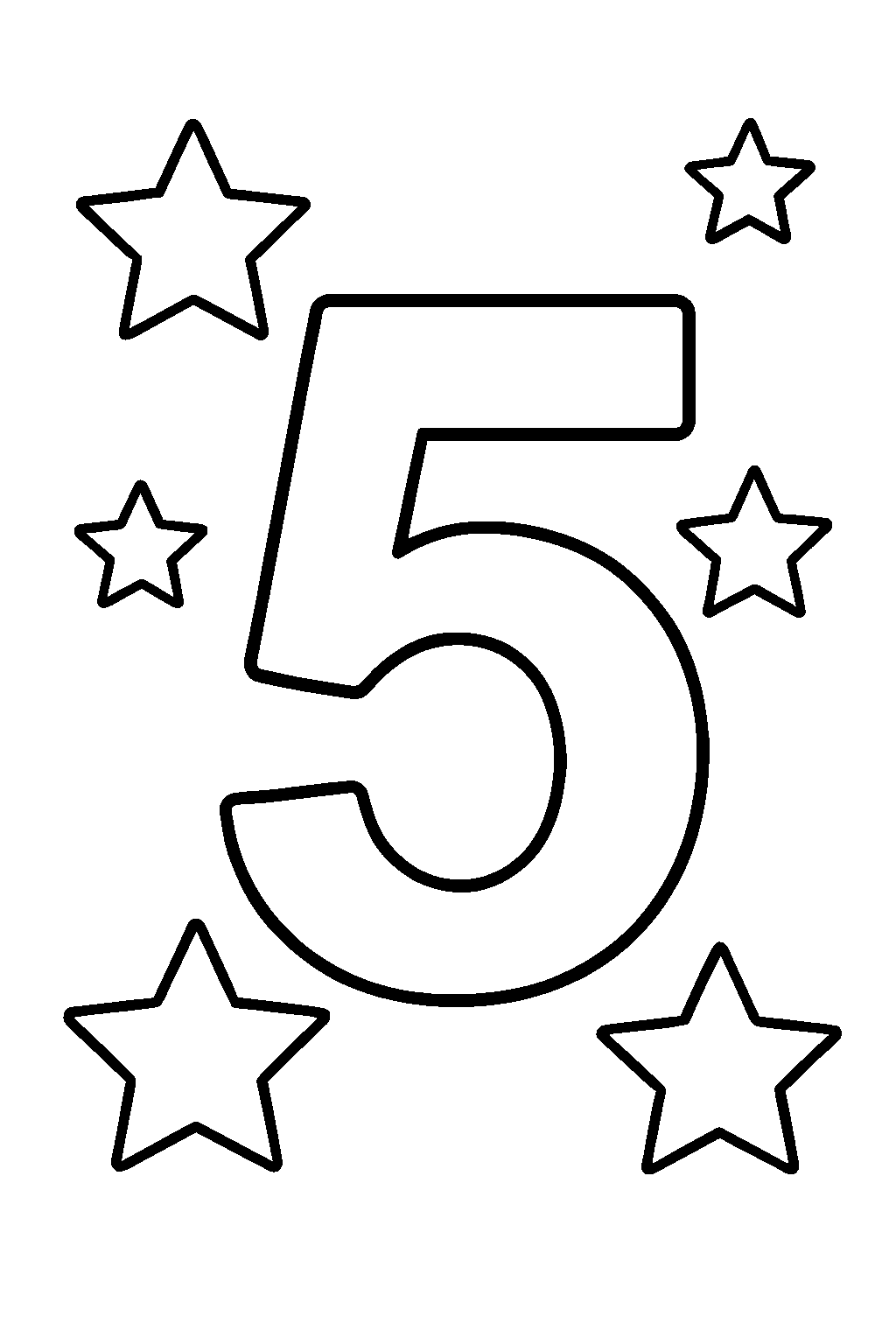 Number 5 — Free printable coloring page