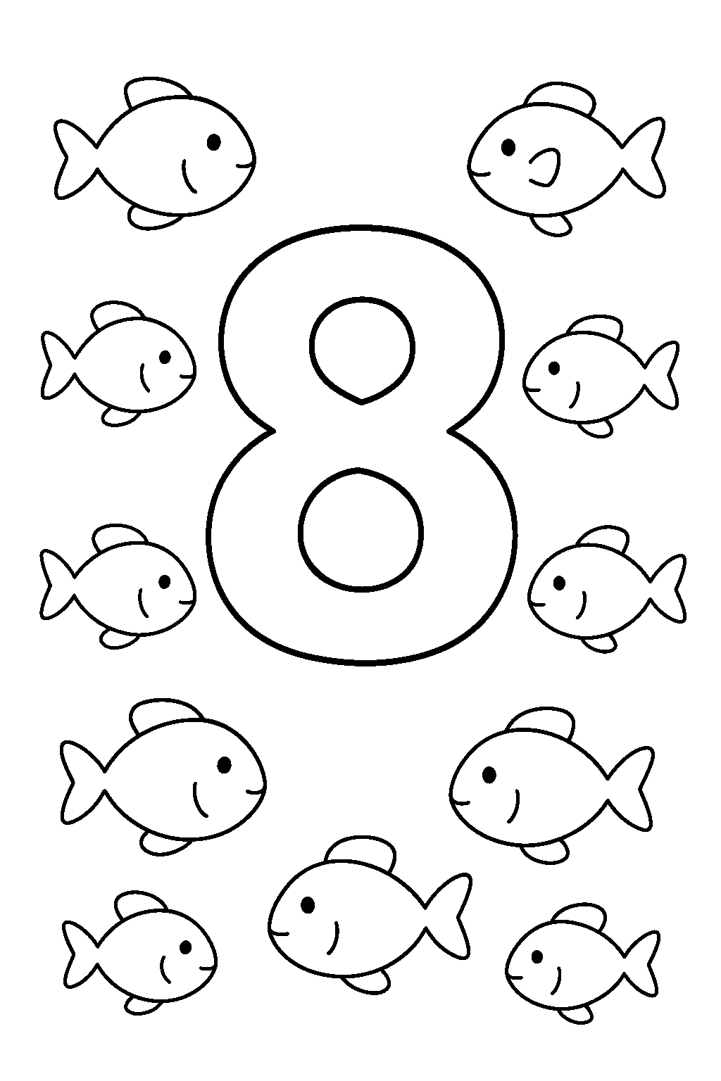 Number 8 — Free printable coloring page