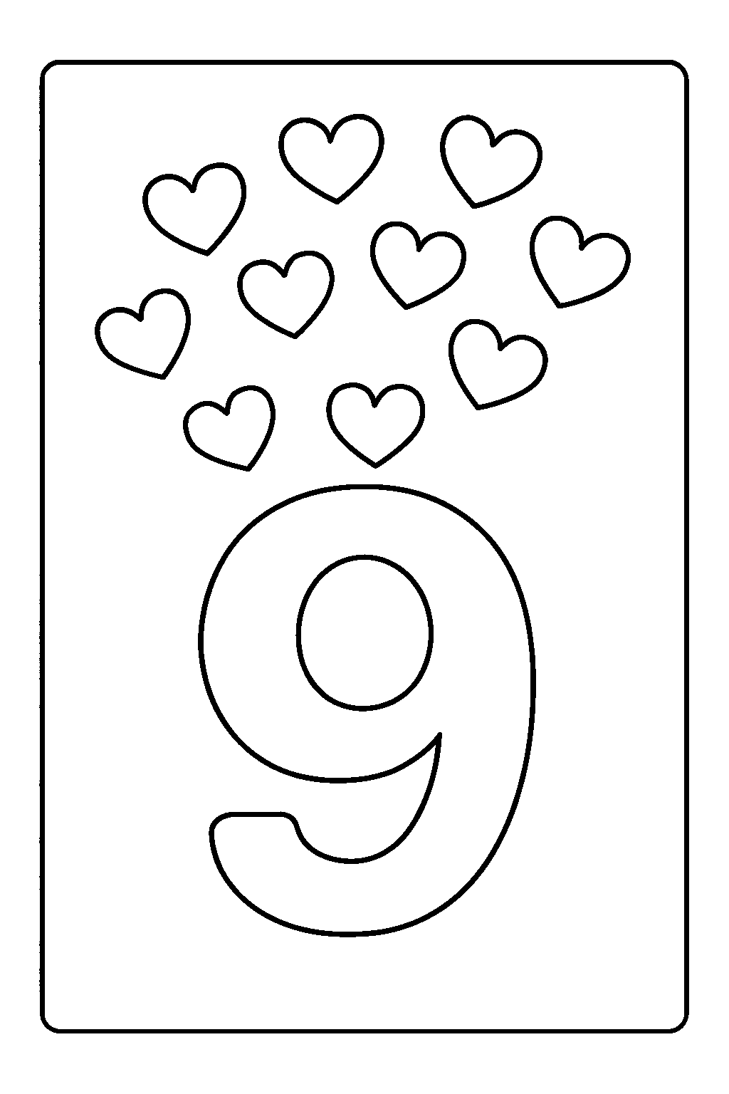 Number 9 — Free printable coloring page