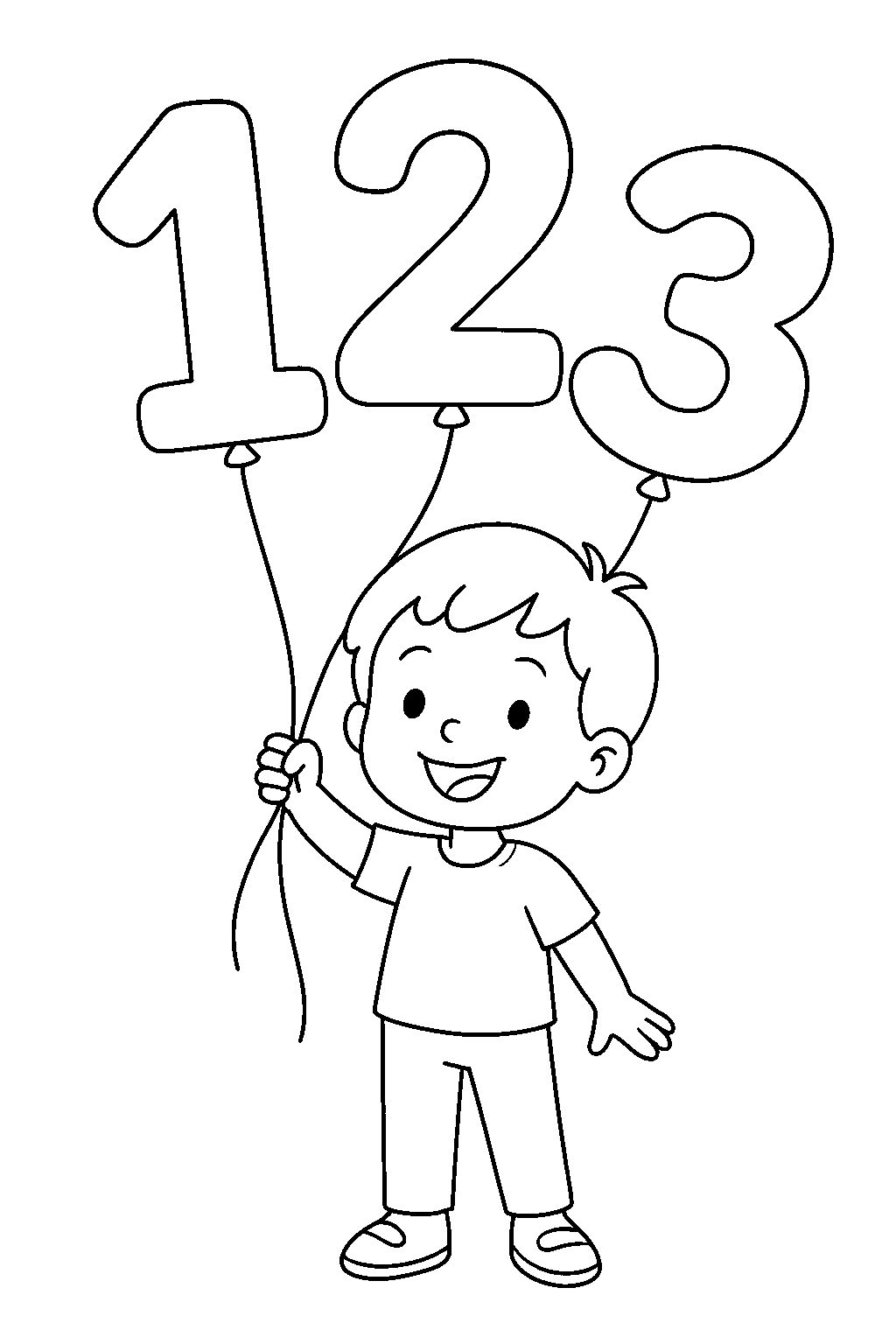 Balloon Numbers 1 2 3 — Free printable coloring page
