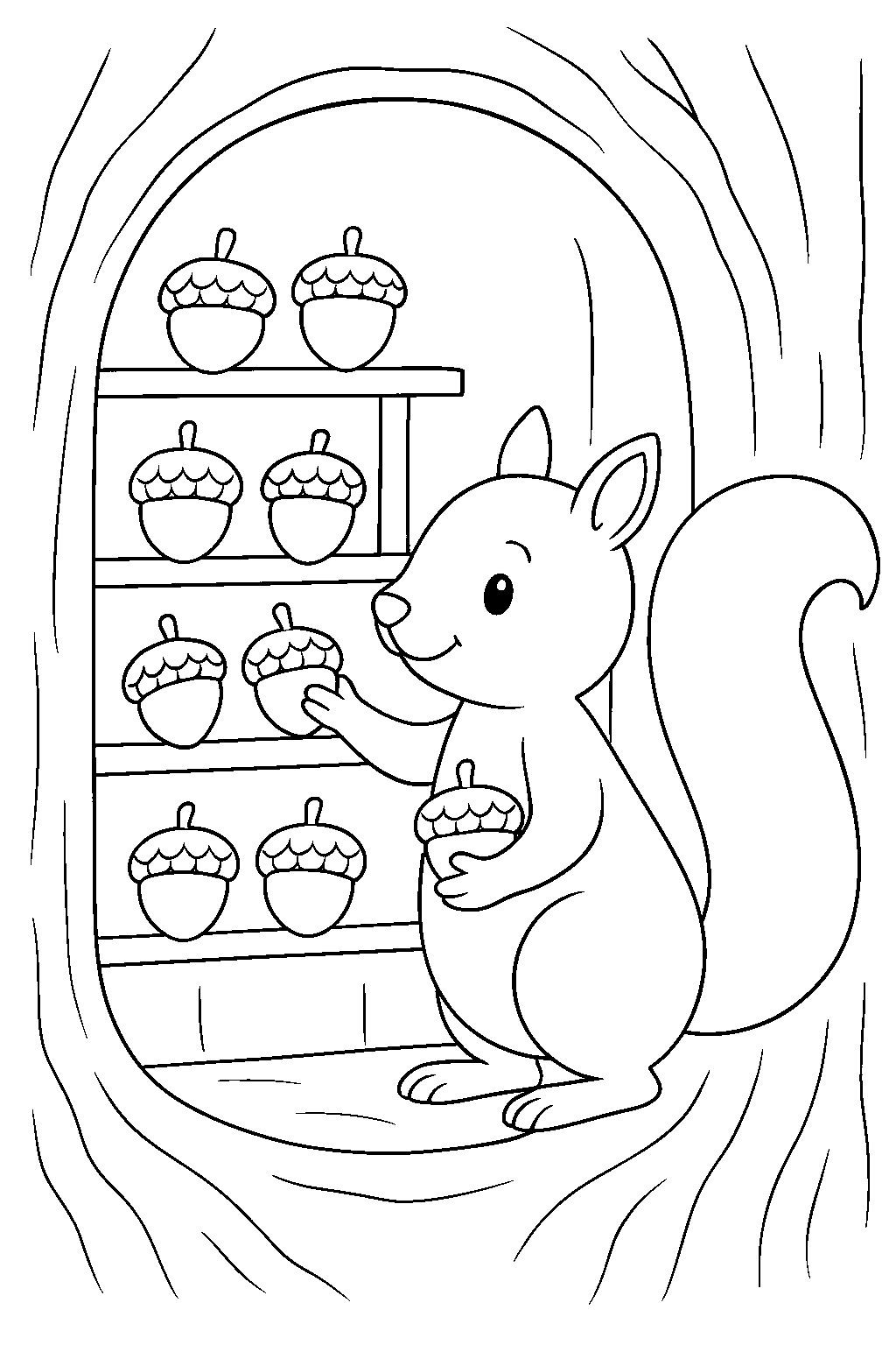 Acorn Pantry — Free printable coloring page