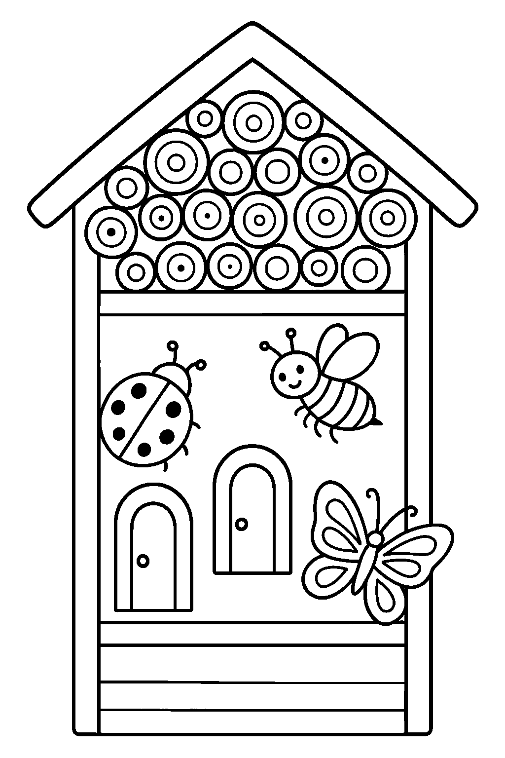 Hotel de insetos — desenho para colorir e imprimir grátis