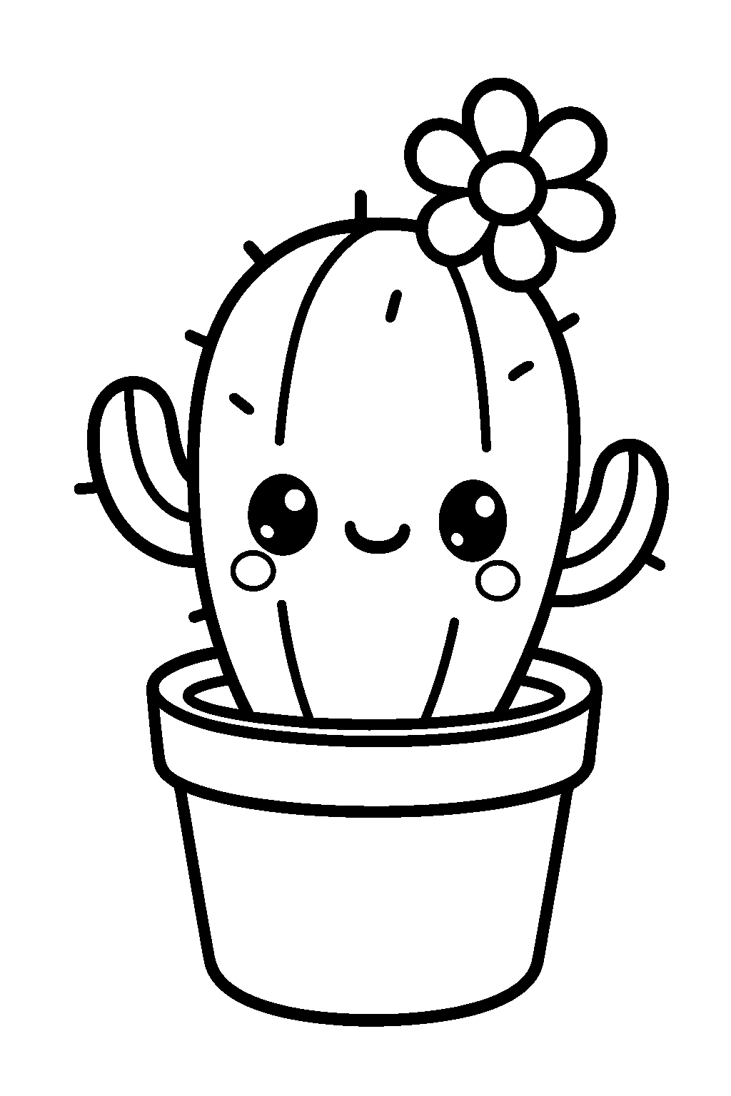 Cacto em flor — desenho para colorir e imprimir grátis