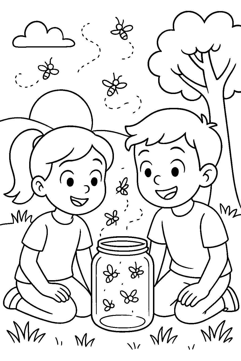 Firefly Night — Free printable coloring page