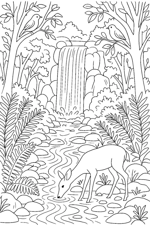 Forest Waterfall — Print PDF