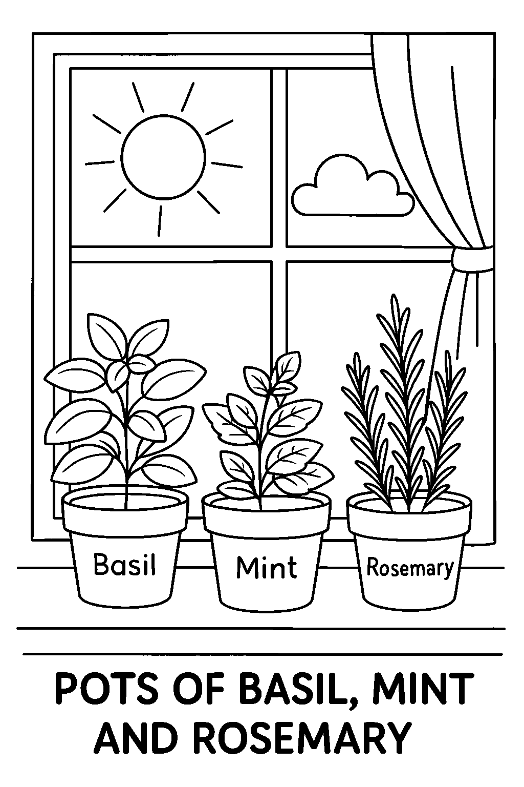 Kitchen Herb Garden — Free printable coloring page