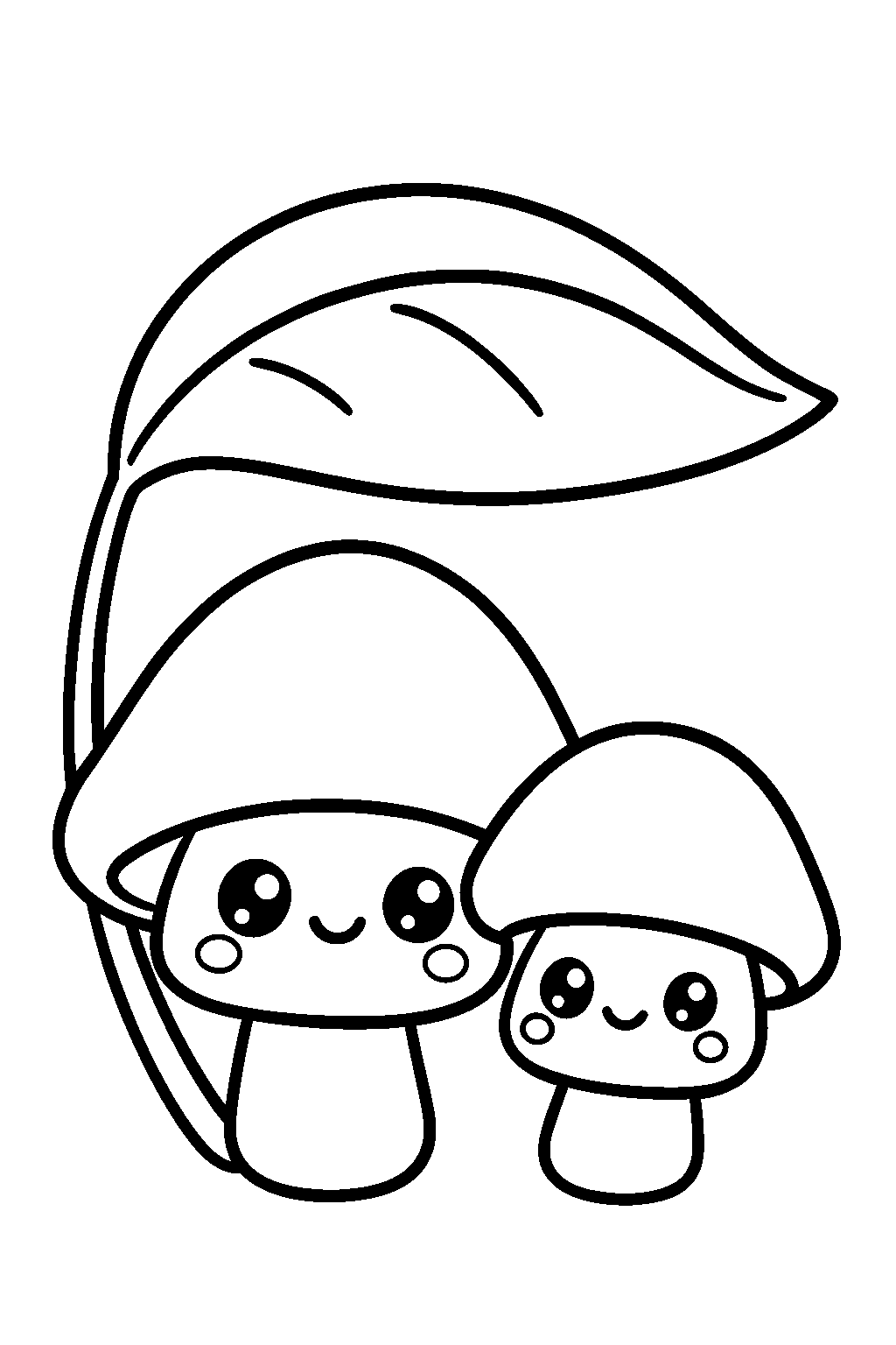 Mushroom Friends — Free printable coloring page