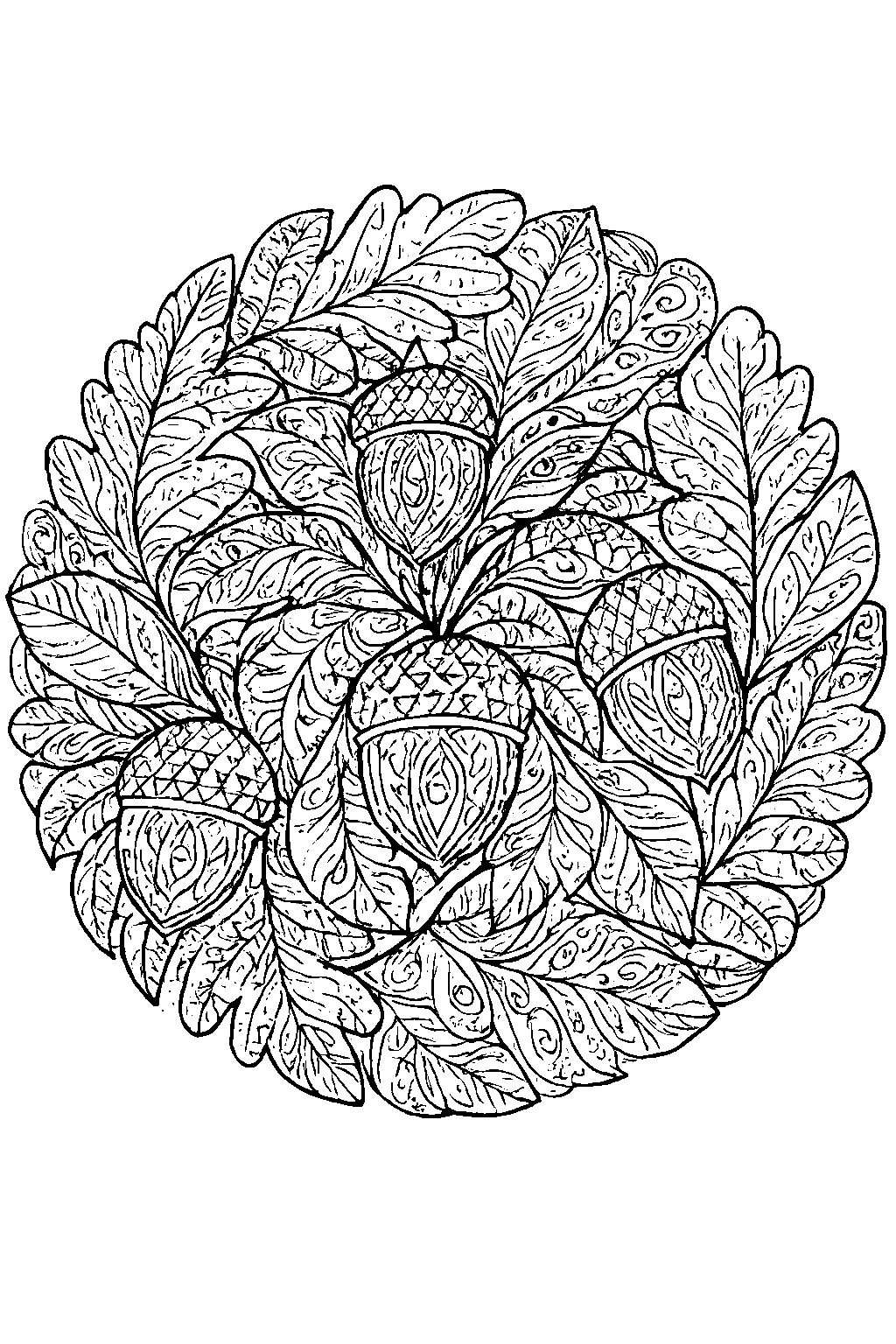 Leaf Mandala — Free printable coloring page