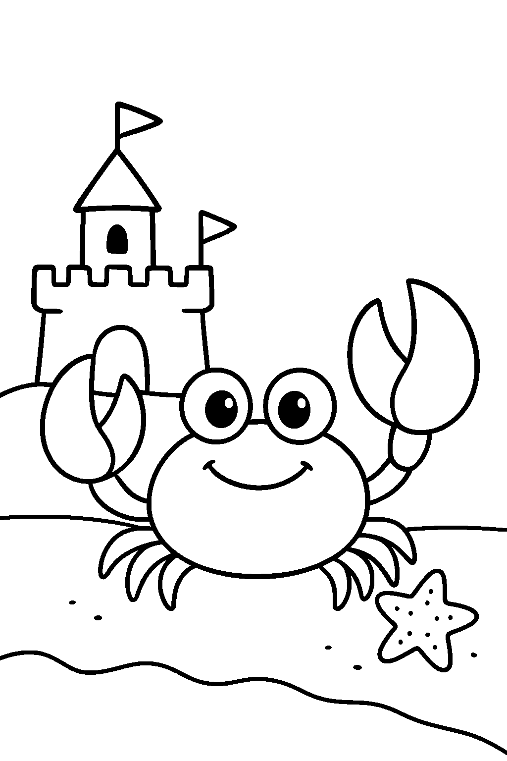 Crab on the Beach — Free printable coloring page