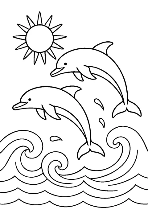 Dolphins Jumping the Waves — Print PDF