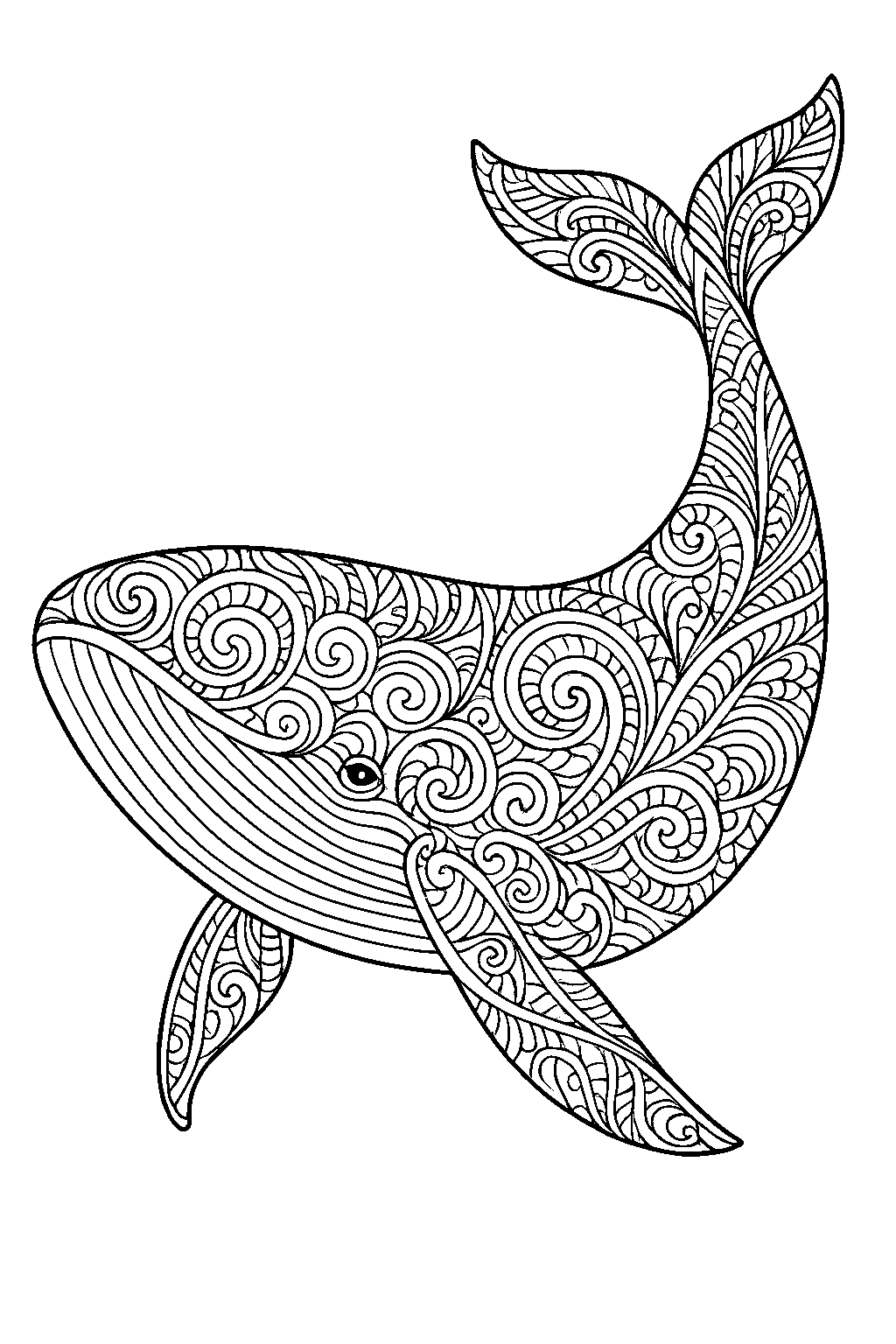 Ornament Whale — Free printable coloring page
