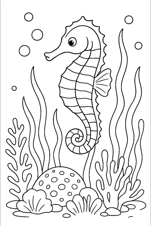 Seahorse in the Coral Garden — Print PDF