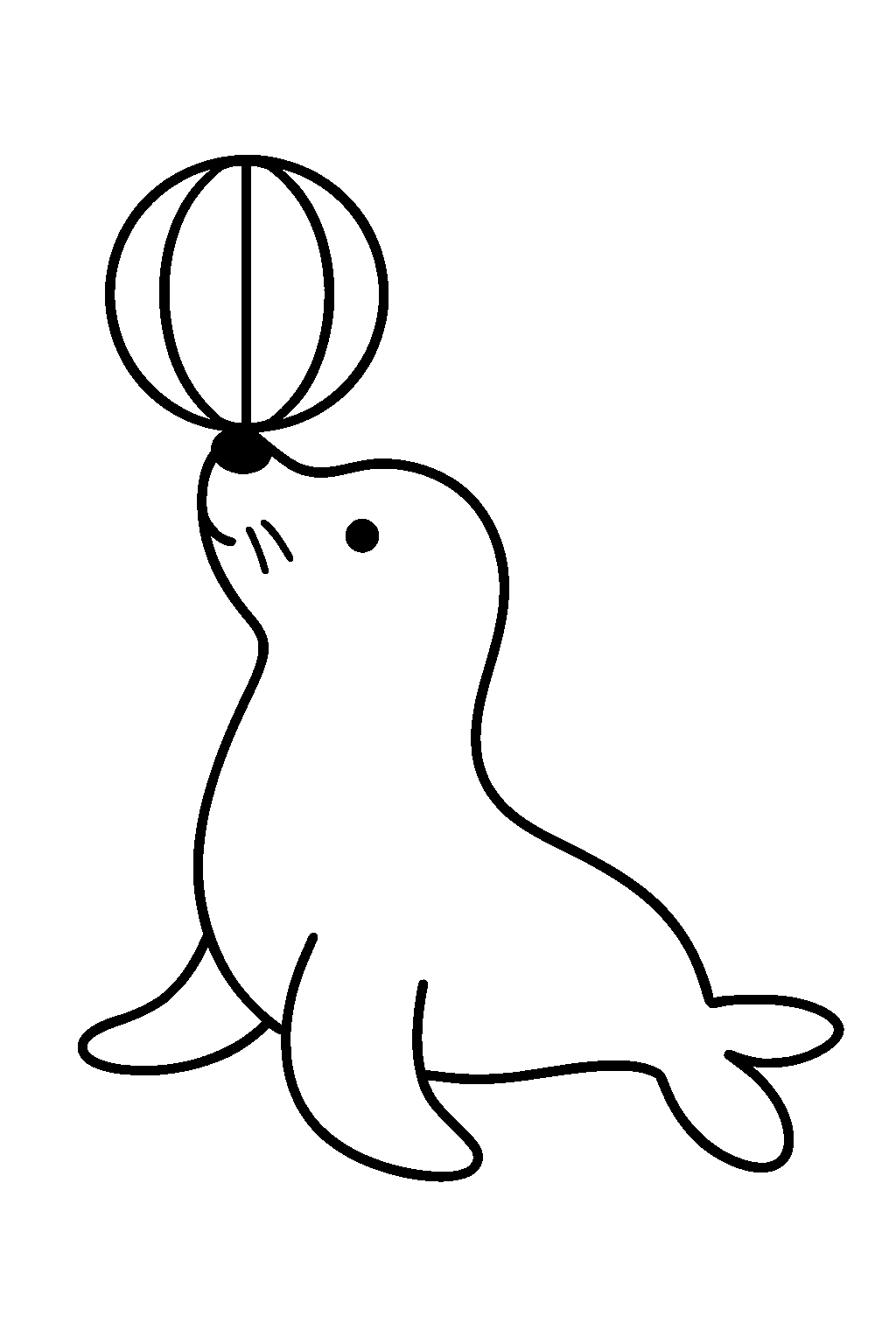 Seal with a Ball — Free printable coloring page