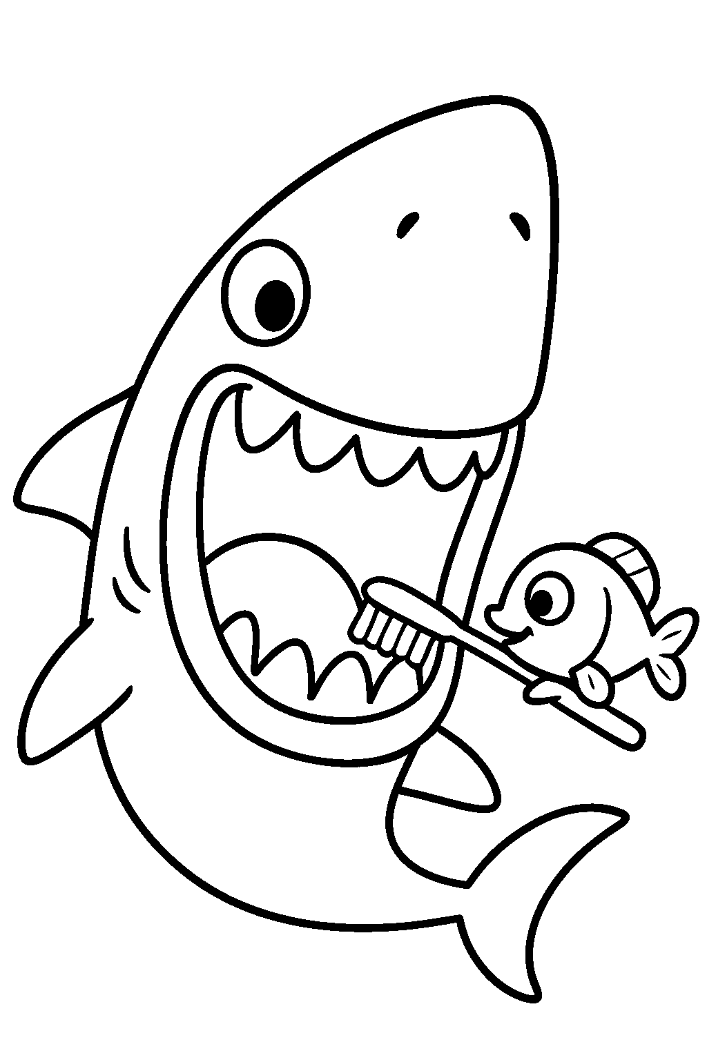 Shark at the Dentist — Free printable coloring page