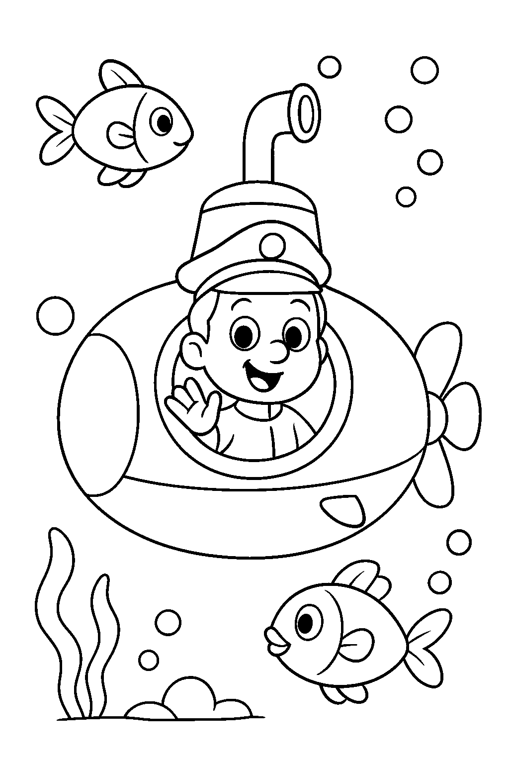 Yellow Submarine Adventure — Free printable coloring page