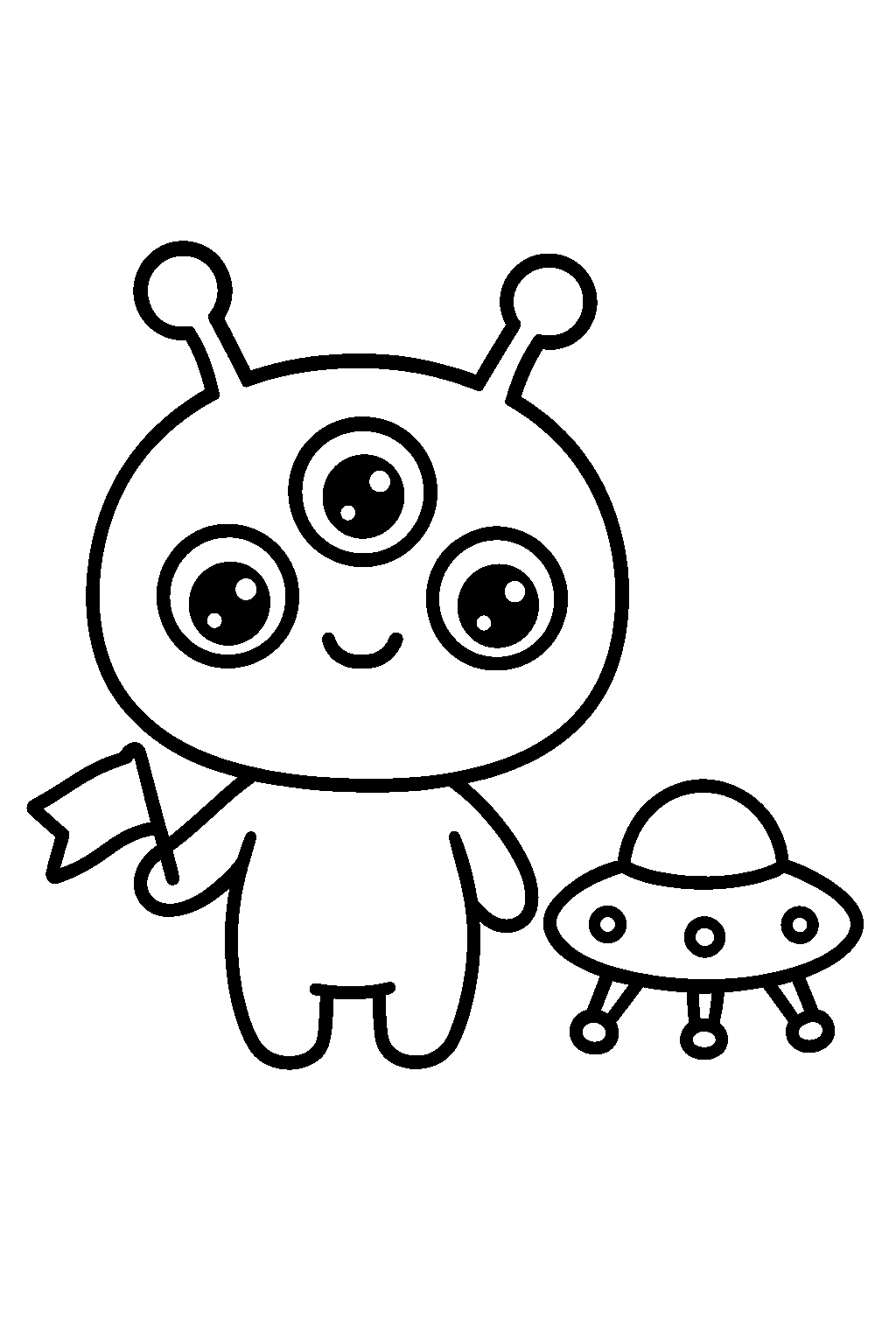 Little Alien Friend — Free printable coloring page