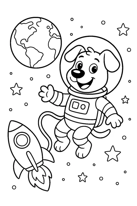 Space Dog on a Spacewalk — Print PDF