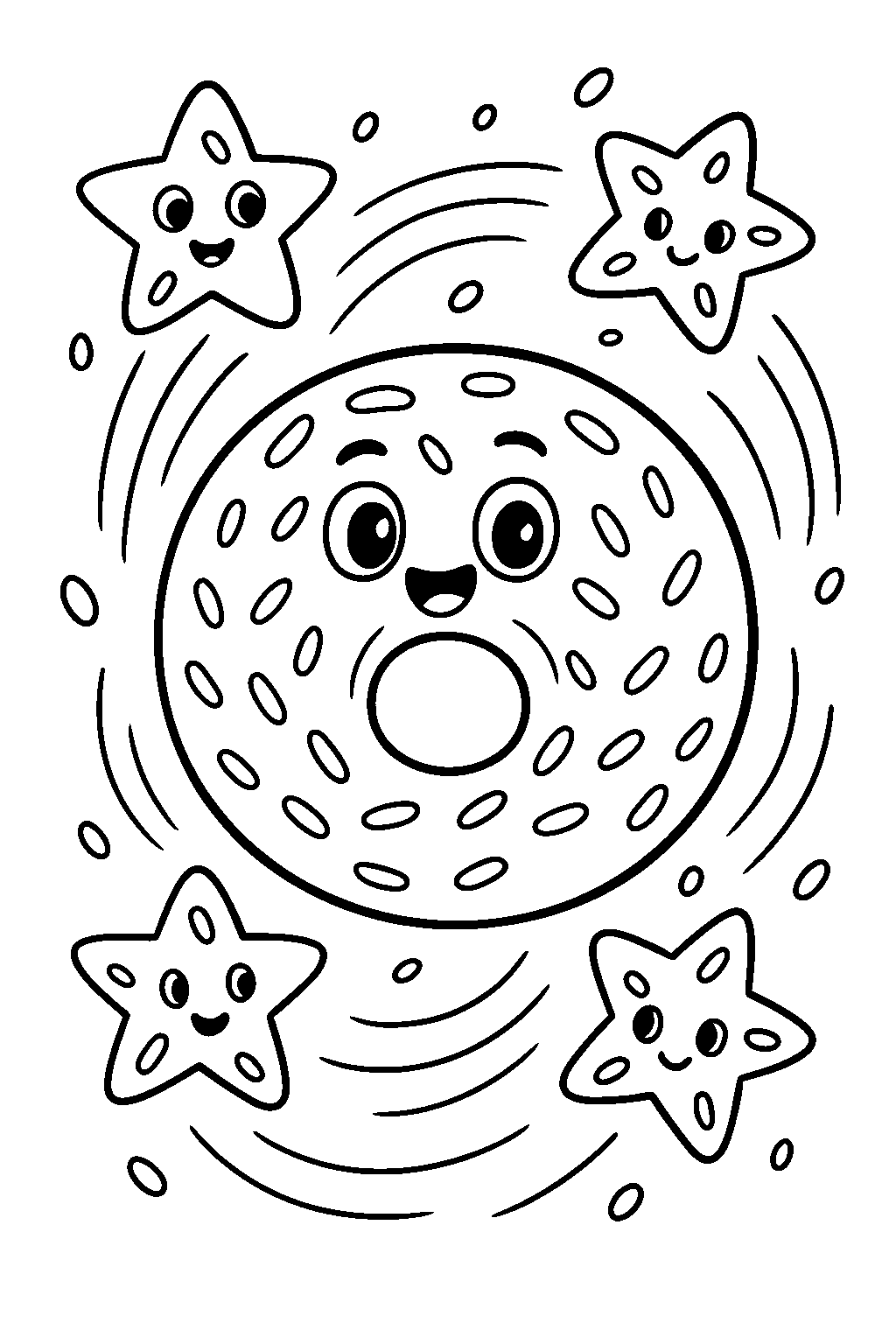 Space Donut — Free printable coloring page