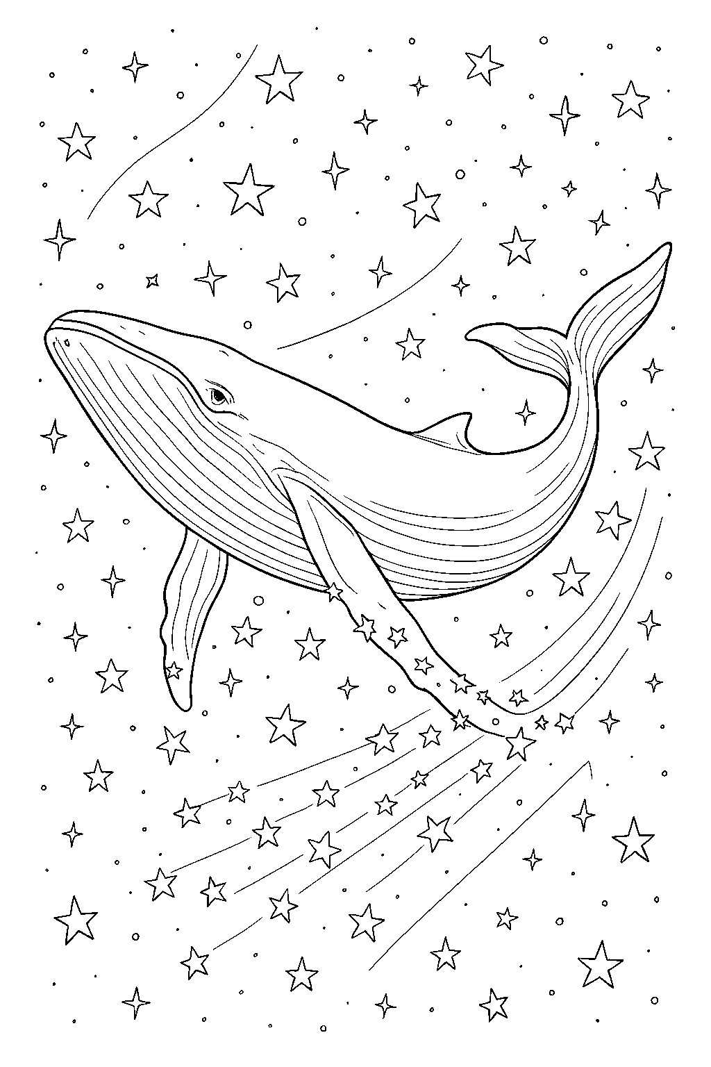 Star Whale — Free printable coloring page