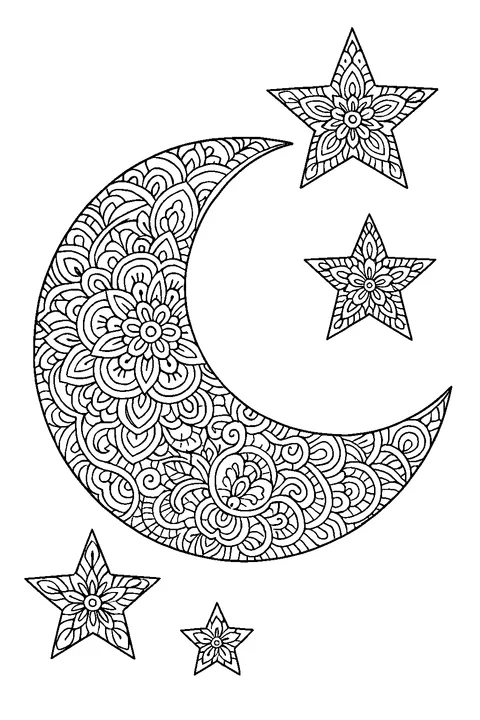 Ornament Moon and Stars — Print PDF