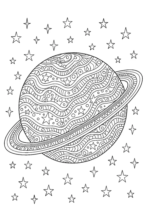 Ornament Planet with Rings — Print PDF