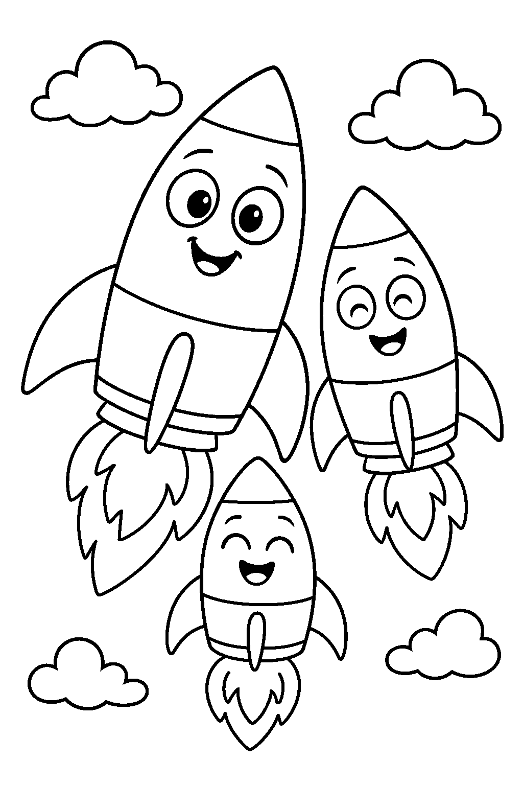 Rocket Family Trip — Free printable coloring page