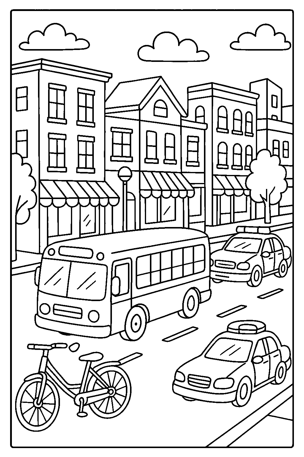 City Street — Free printable coloring page