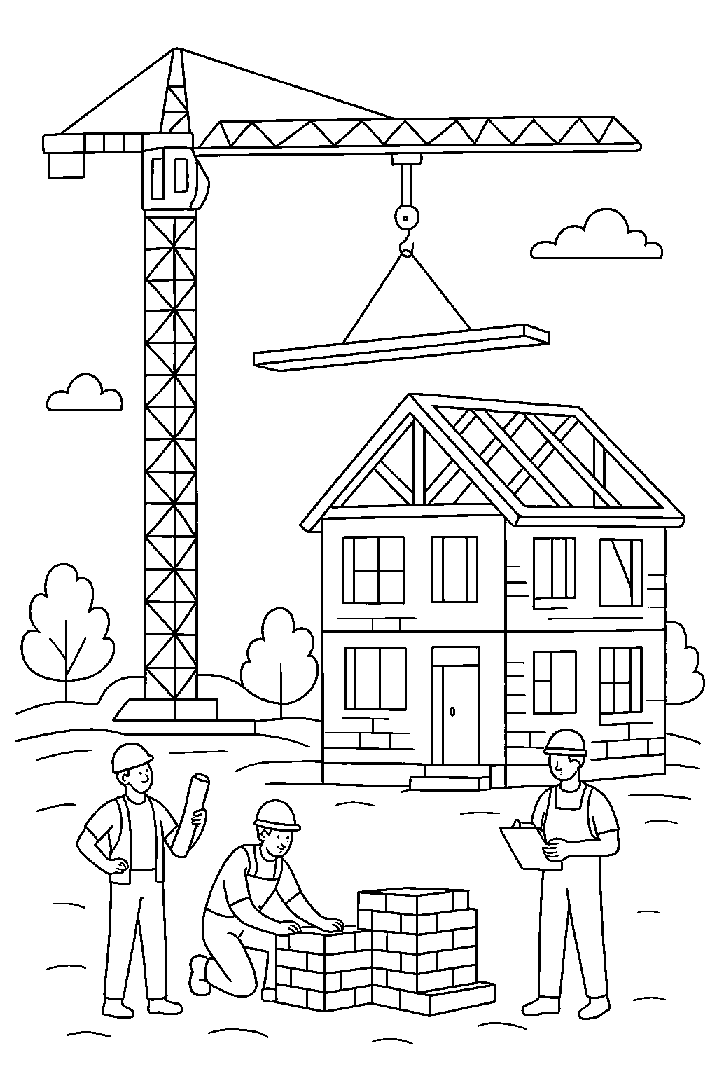 Tower Crane — Free printable coloring page