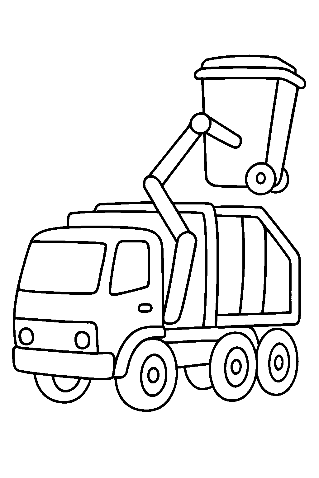 Busy Garbage Truck — Free printable coloring page