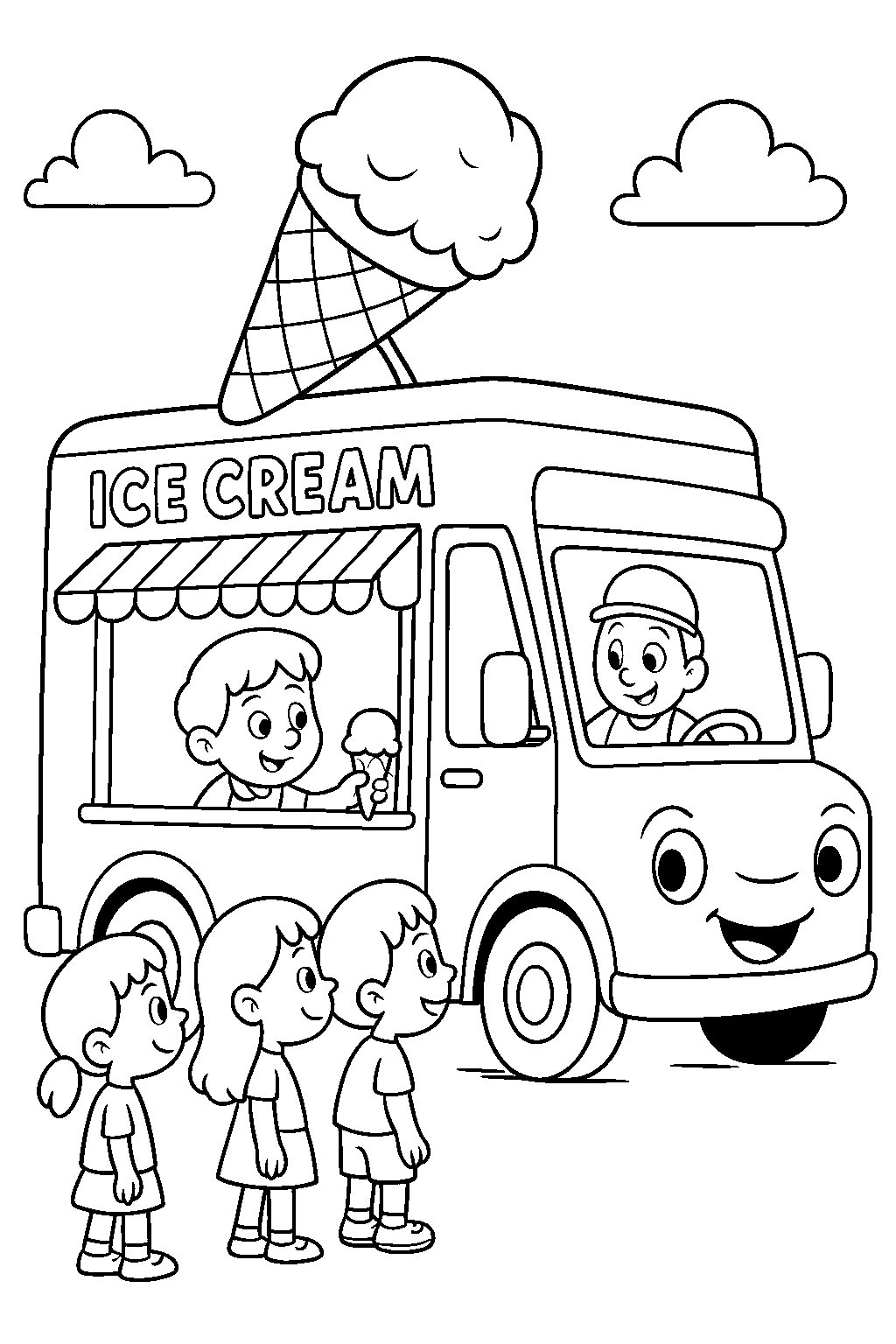 Ice Cream Truck — Free printable coloring page