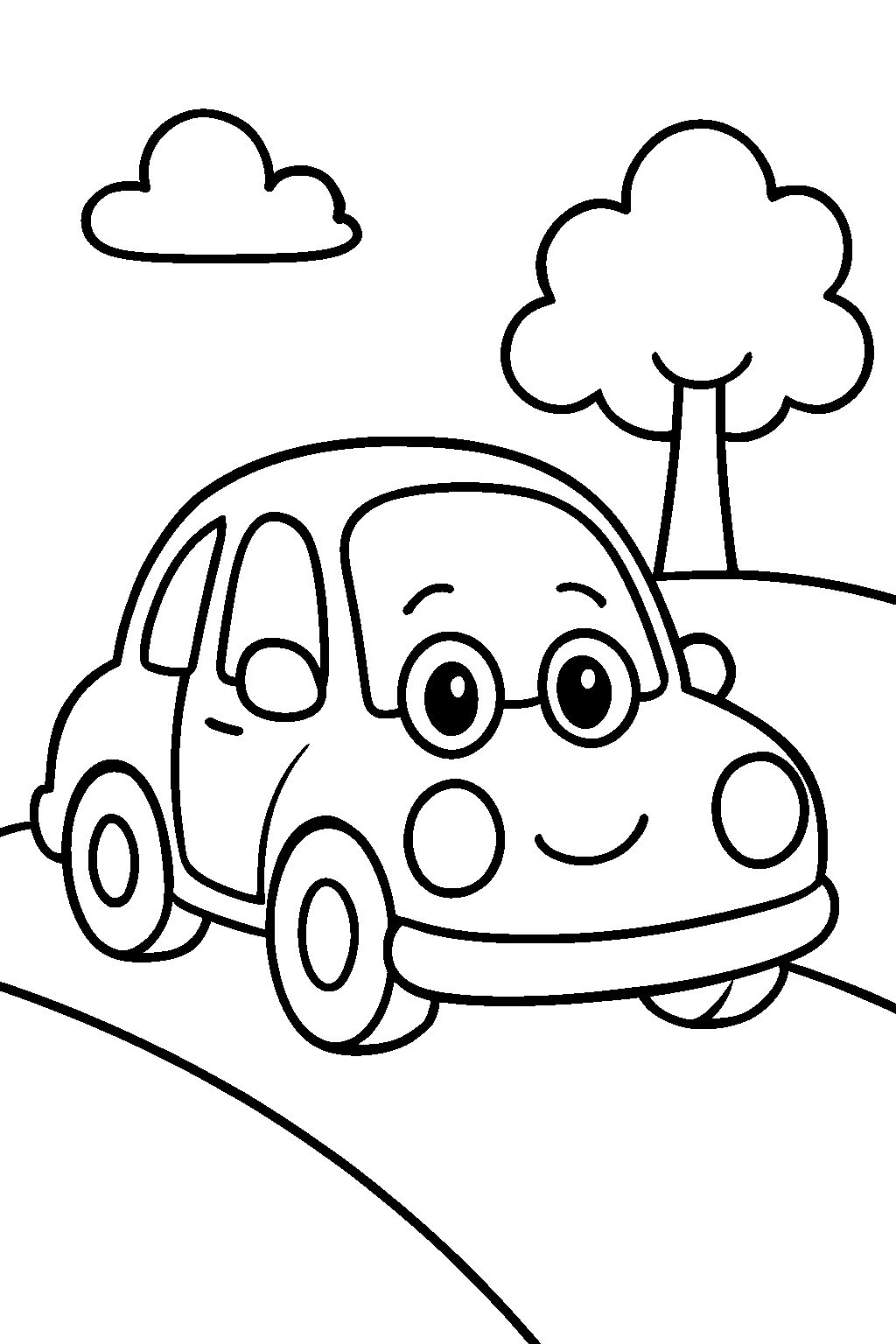 Happy Little Car — Free printable coloring page