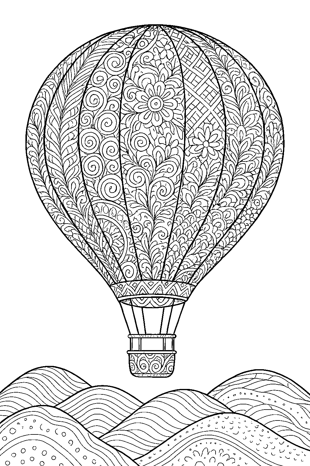Ornament Hot Air Balloon — Free printable coloring page
